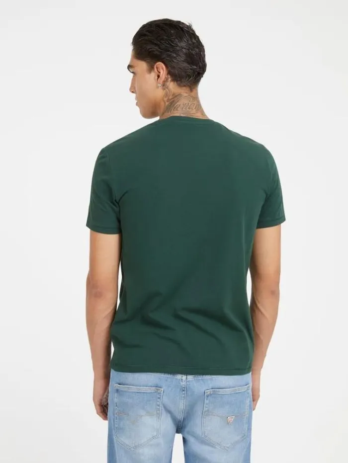 Men Front Logo Stretch Tshirt Green Guess Tshirts And Polo Shirts