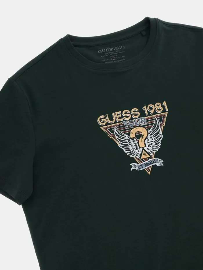 Men Front Logo Stretch Tshirt Green Guess Tshirts And Polo Shirts