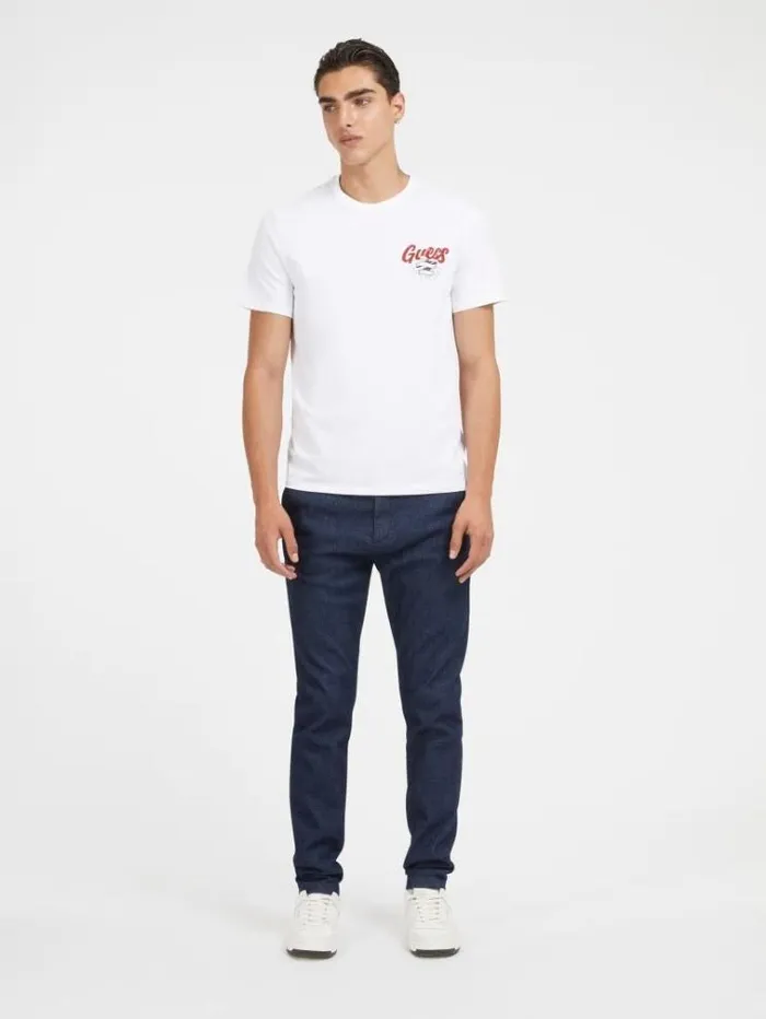 Men Front Logo Stretch Tshirt White Guess Tshirts And Polo Shirts