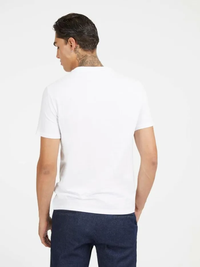 Men Front Logo Stretch Tshirt White Guess Tshirts And Polo Shirts