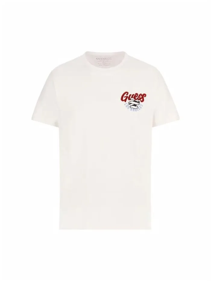 Men Front Logo Stretch Tshirt White Guess Tshirts And Polo Shirts