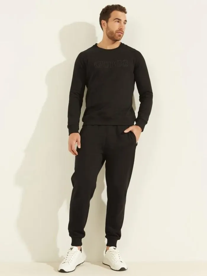 Men Front Logo Sweatshirt Black Guess Knitwear And Sweatshirts