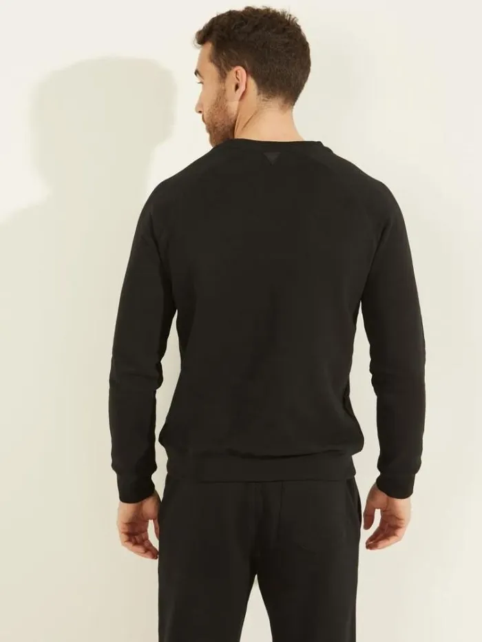 Men Front Logo Sweatshirt Black Guess Knitwear And Sweatshirts