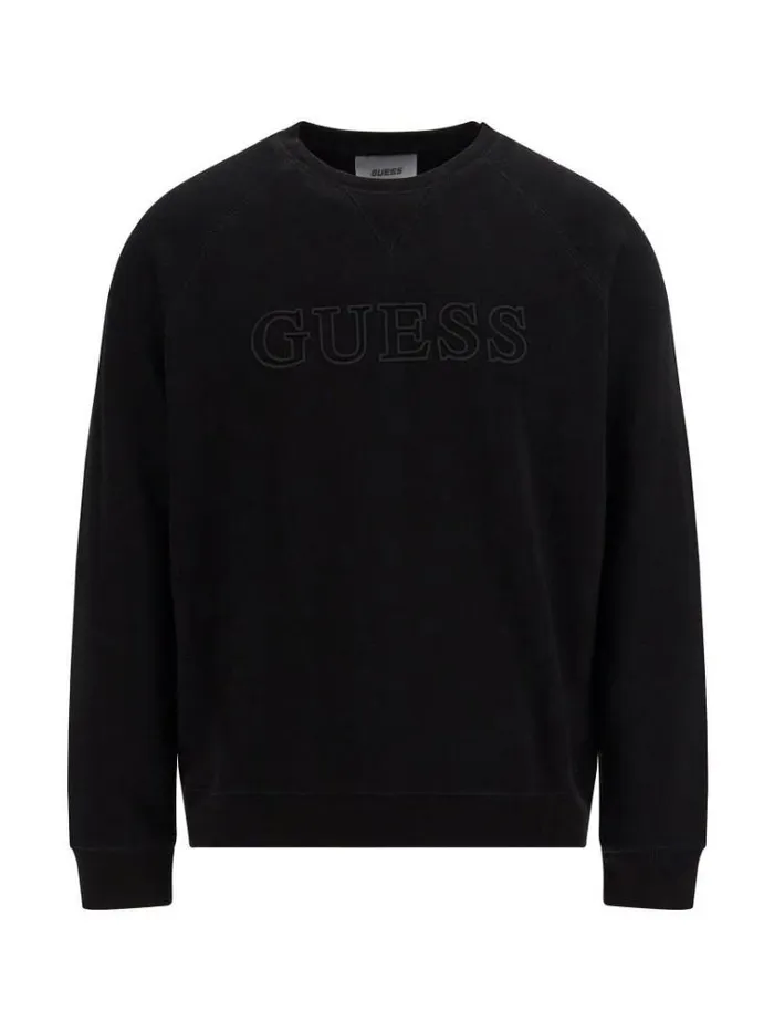 Men Front Logo Sweatshirt Black Guess Knitwear And Sweatshirts