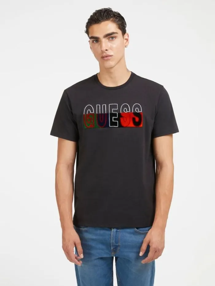 Men Front Logo Tshirt Black Guess Tshirts And Polo Shirts