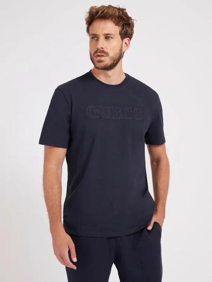 Men Front Logo Tshirt Blue Guess Tshirts And Polo Shirts
