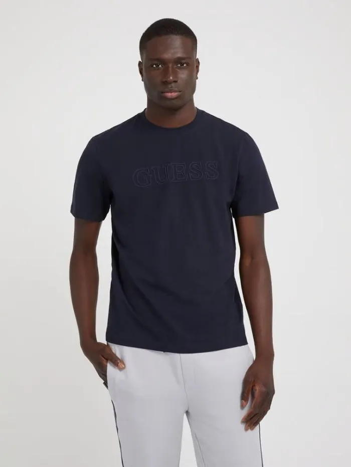 Men Front Logo Tshirt Dark Blue Guess Tshirts And Polo Shirts