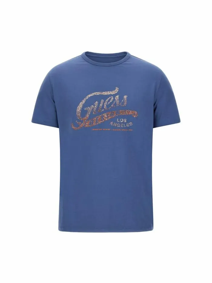Men Front Logo Tshirt Light Blue Guess Tshirts And Polo Shirts