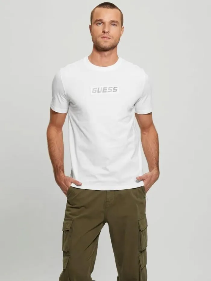 Men Front Logo Tshirt White Guess Activewear