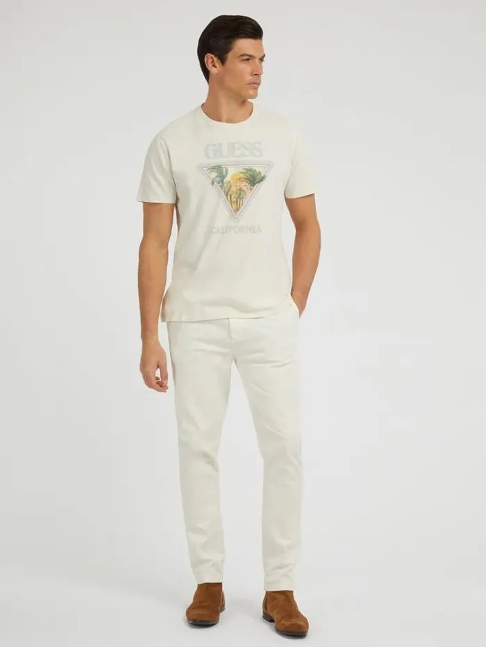 Men Front Logo Tshirt White Multi Guess Tshirts And Polo Shirts