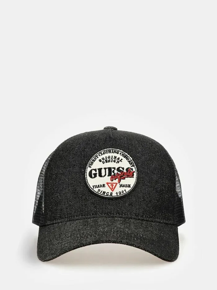 Men Front Patch Baseball Cap Black Guess Scarves Hats Gloves