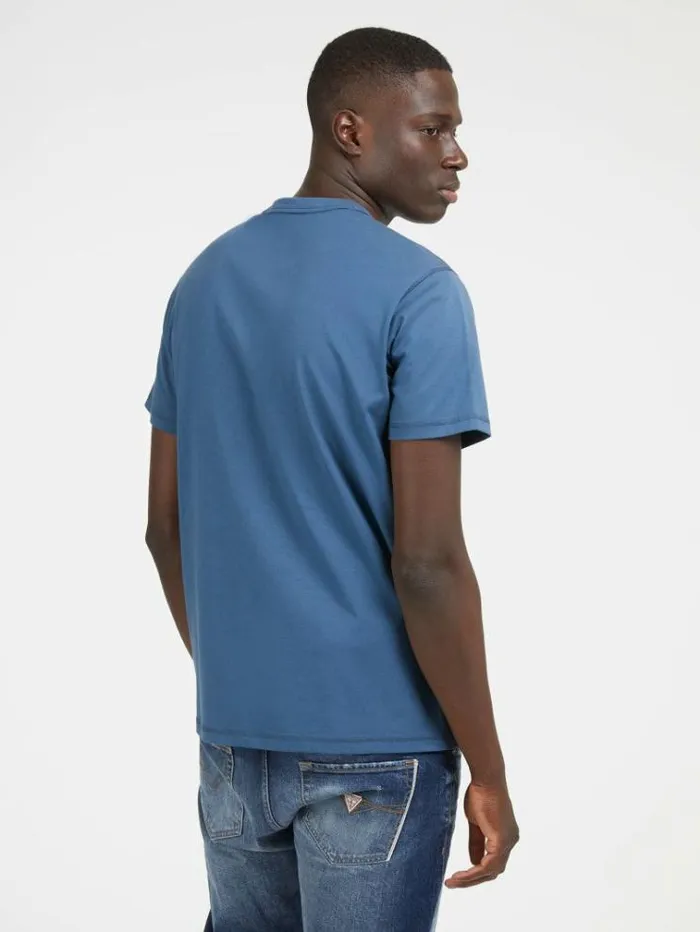 Men Front Patch Tshirt Blue Guess Tshirts And Polo Shirts