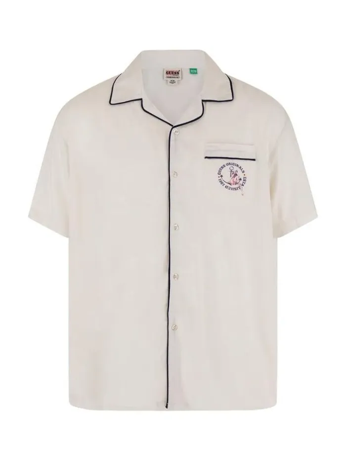 Men Front Pocket Shirt White Guess Shirts