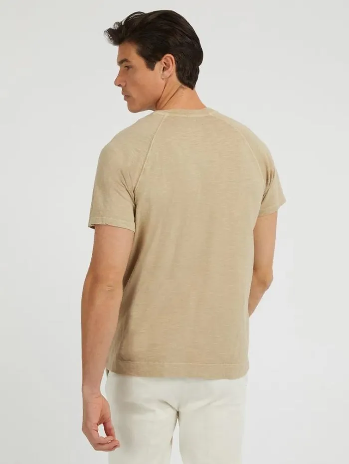 Men Front Pocket Tshirt Beige Guess Tshirts And Polo Shirts