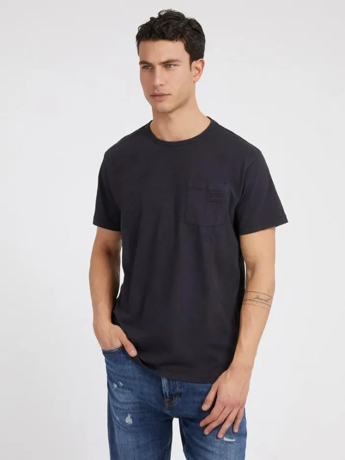 Men Front Pocket Tshirt Black Guess Tshirts And Polo Shirts