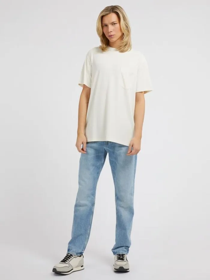 Men Front Pocket Tshirt White Guess Tshirts And Polo Shirts