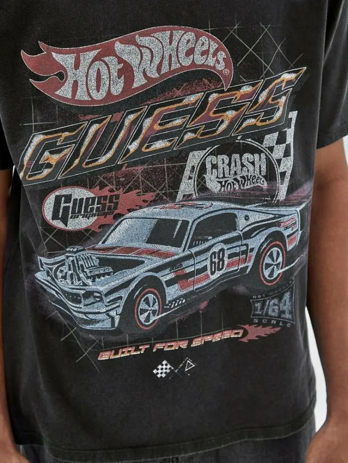Men Front Print Tshirt Black Guess Tshirts And Polo Shirts
