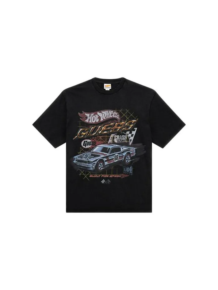 Men Front Print Tshirt Black Guess Tshirts And Polo Shirts