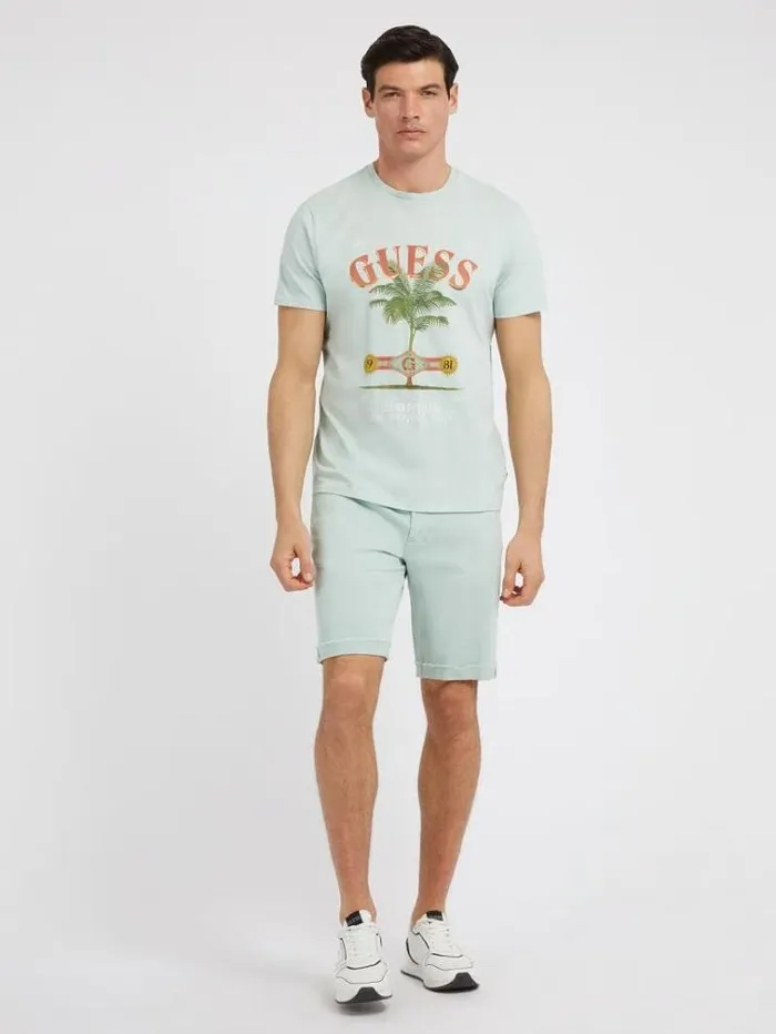 Men Front Print Tshirt Teal Guess Tshirts And Polo Shirts