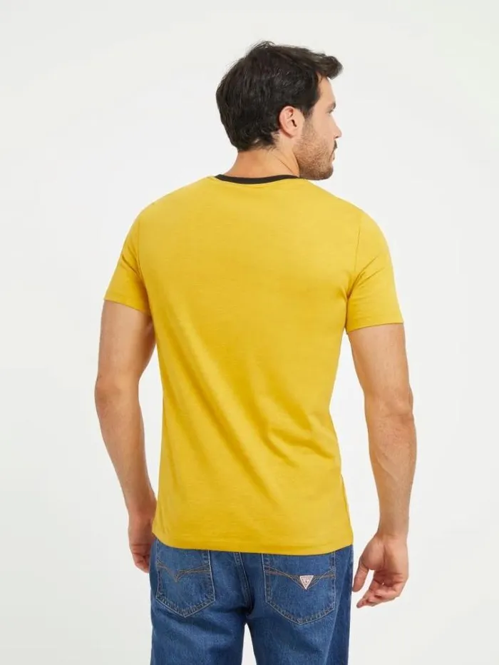 Men Front Print Tshirt Yellow Guess Tshirts And Polo Shirts