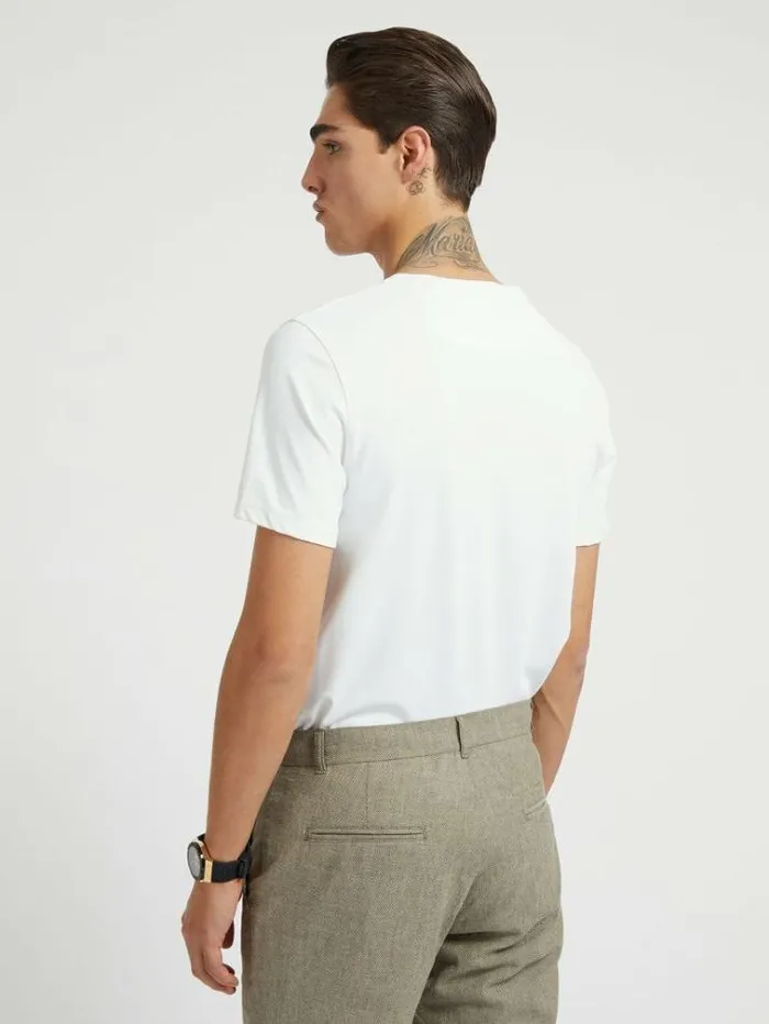 Men Front Triangle Logo Patch Tshirt White Guess Tshirts And Polo Shirts