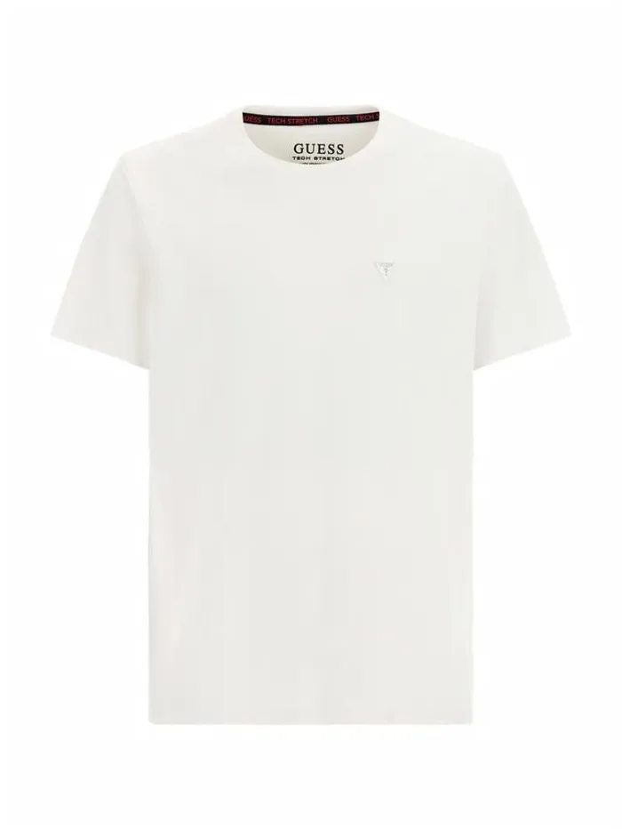 Men Front Triangle Logo Patch Tshirt White Guess Tshirts And Polo Shirts