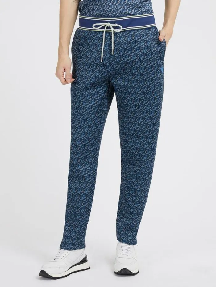 Men G Cube Logo Jogger Pants Blue Multi Guess Trousers