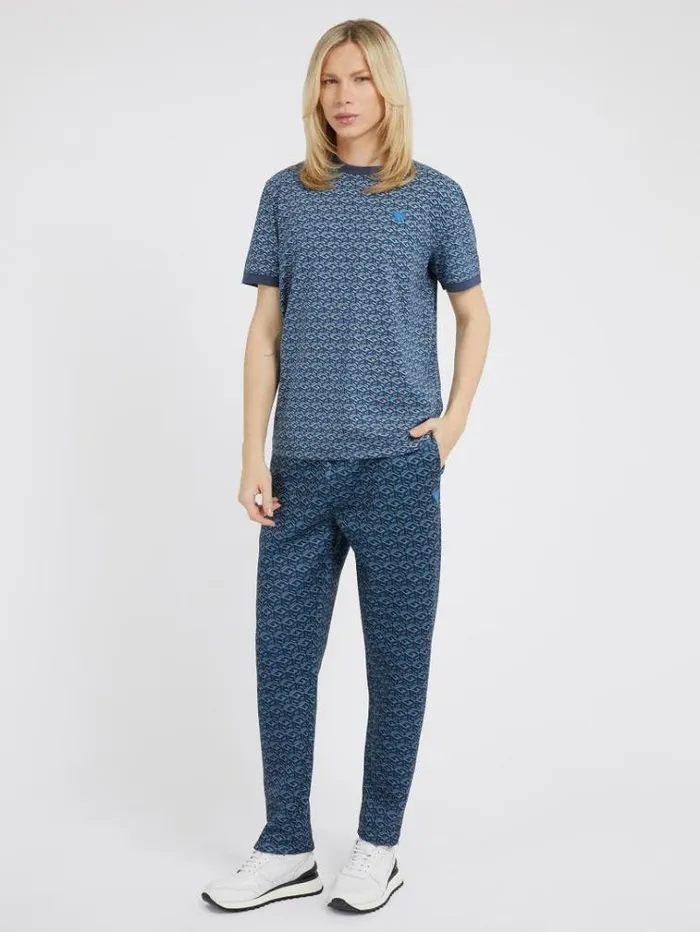 Men G Cube Logo Jogger Pants Blue Multi Guess Trousers
