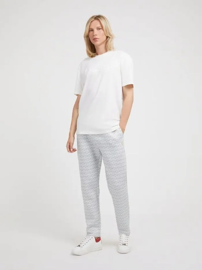 Men G Cube Logo Jogger Pants White Multi Guess Trousers