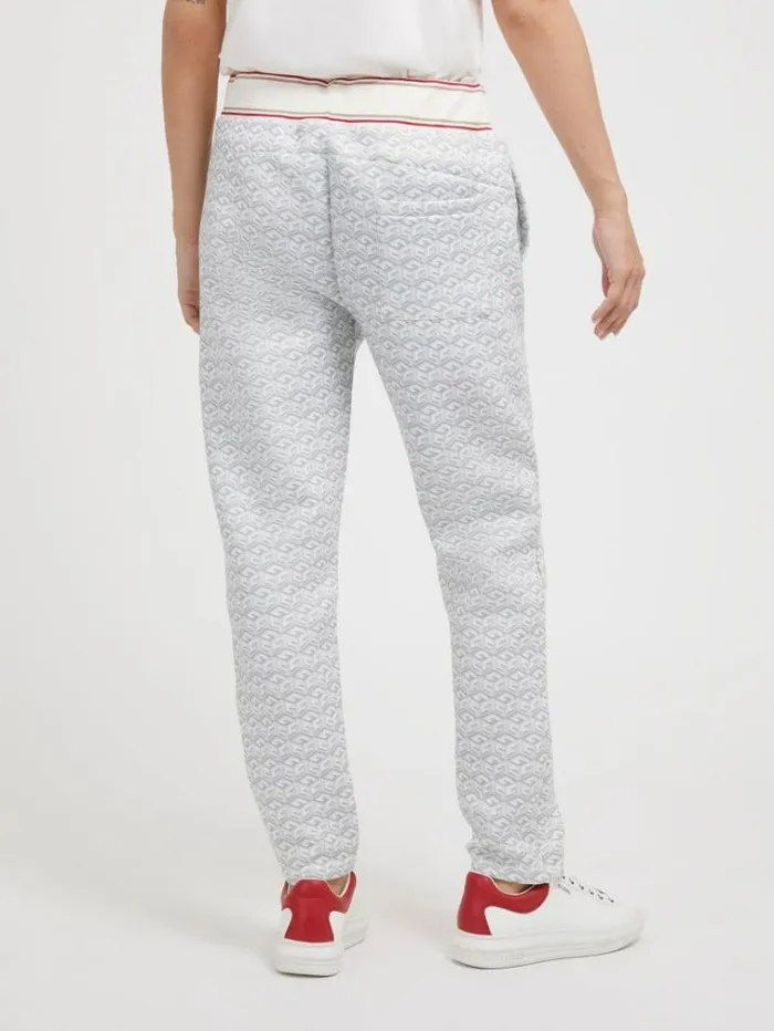 Men G Cube Logo Jogger Pants White Multi Guess Trousers