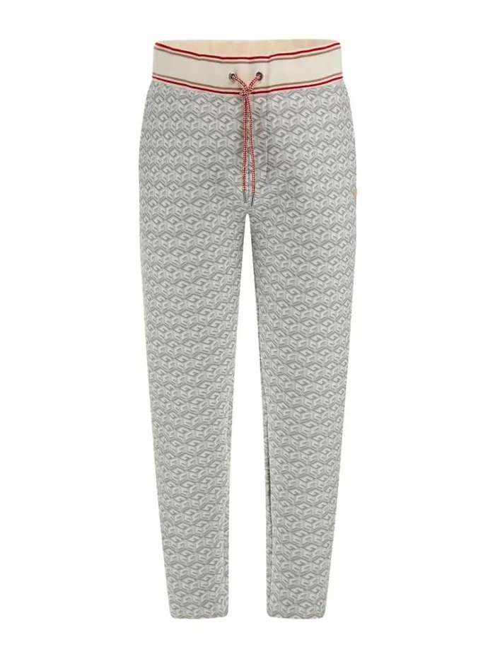 Men G Cube Logo Jogger Pants White Multi Guess Trousers