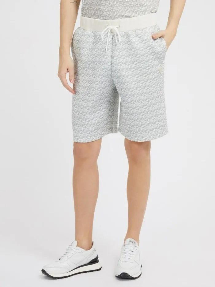 Men G Cube Logo Shorts White Multi Guess Shorts