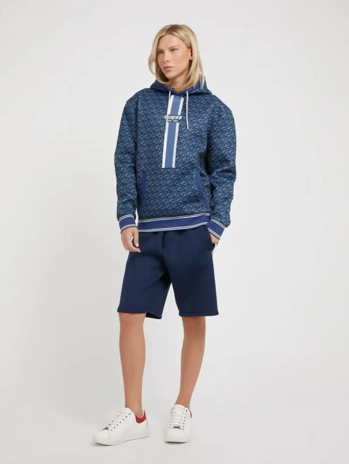 Men G Cube Logo Sweatshirt Blue Multi Guess Knitwear And Sweatshirts