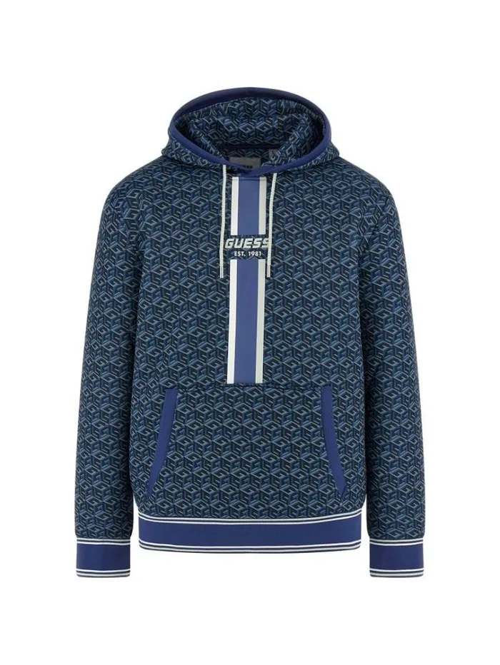 Men G Cube Logo Sweatshirt Blue Multi Guess Knitwear And Sweatshirts
