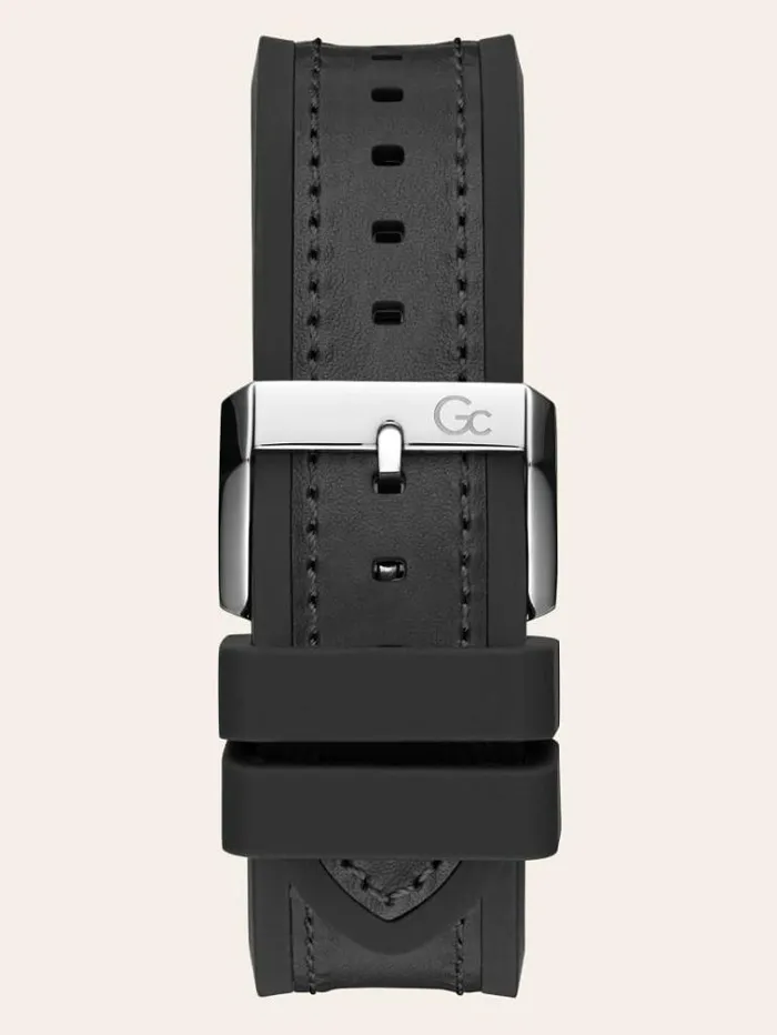 Men Gc Leather Chronograph Watch Black Guess Watches
