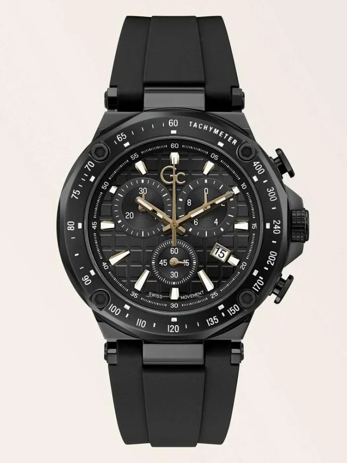 Men Gc Silicone Chronograph Watch Black Guess Watches