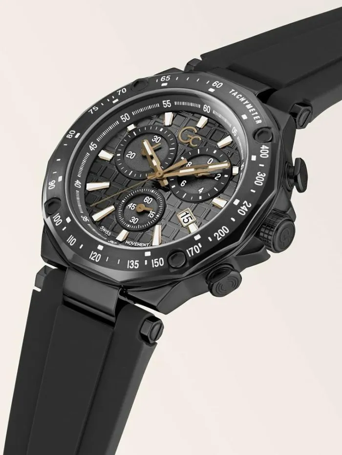 Men Gc Silicone Chronograph Watch Black Guess Watches