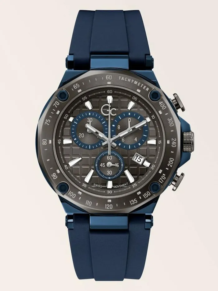 Men Gc Silicone Chronograph Watch Blue Guess Watches