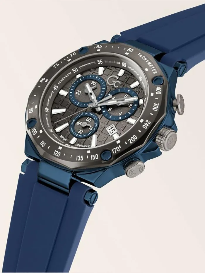 Men Gc Silicone Chronograph Watch Blue Guess Watches