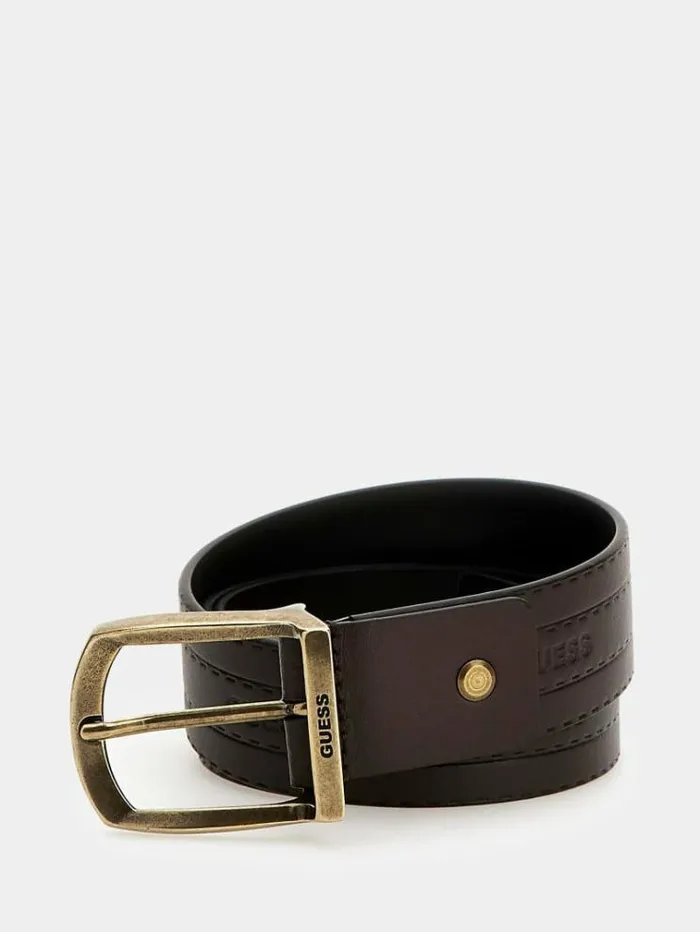 Men Genuine Leather Belt Brown Guess Belts