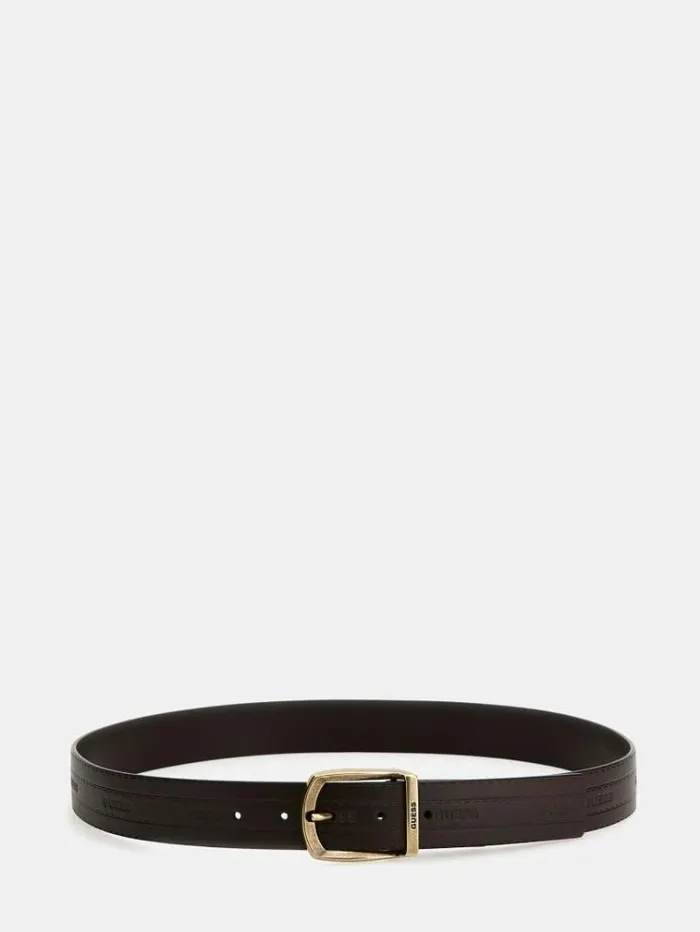 Men Genuine Leather Belt Brown Guess Belts
