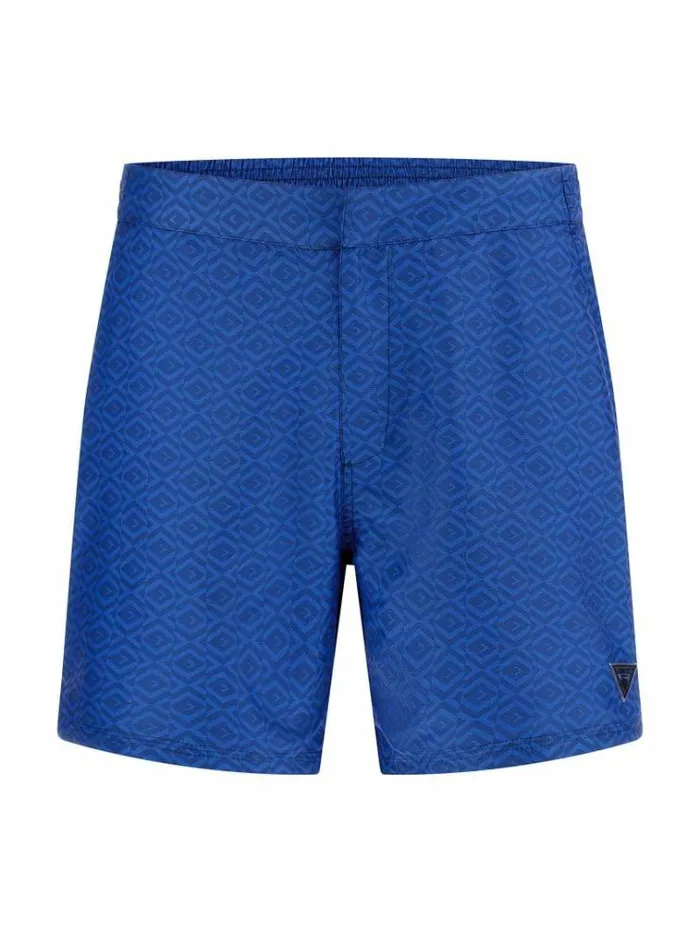 Men Geometric Fantasy Medium Swim Trunk Blue Guess Beachwear