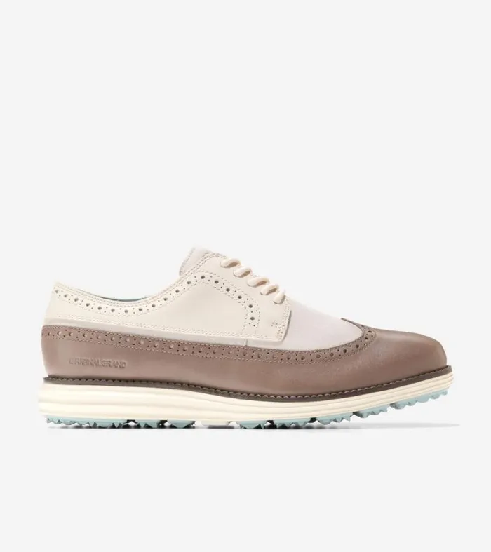 Men Golf Shoes Cole Haan riginalGrand Waterproof Wingtip Oxford Golf Shoes Cloud Blueirish Coffee