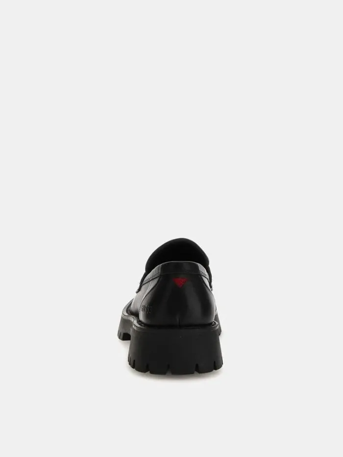 Men Gorizia Genuine Leather Loafers Black Guess Shoes
