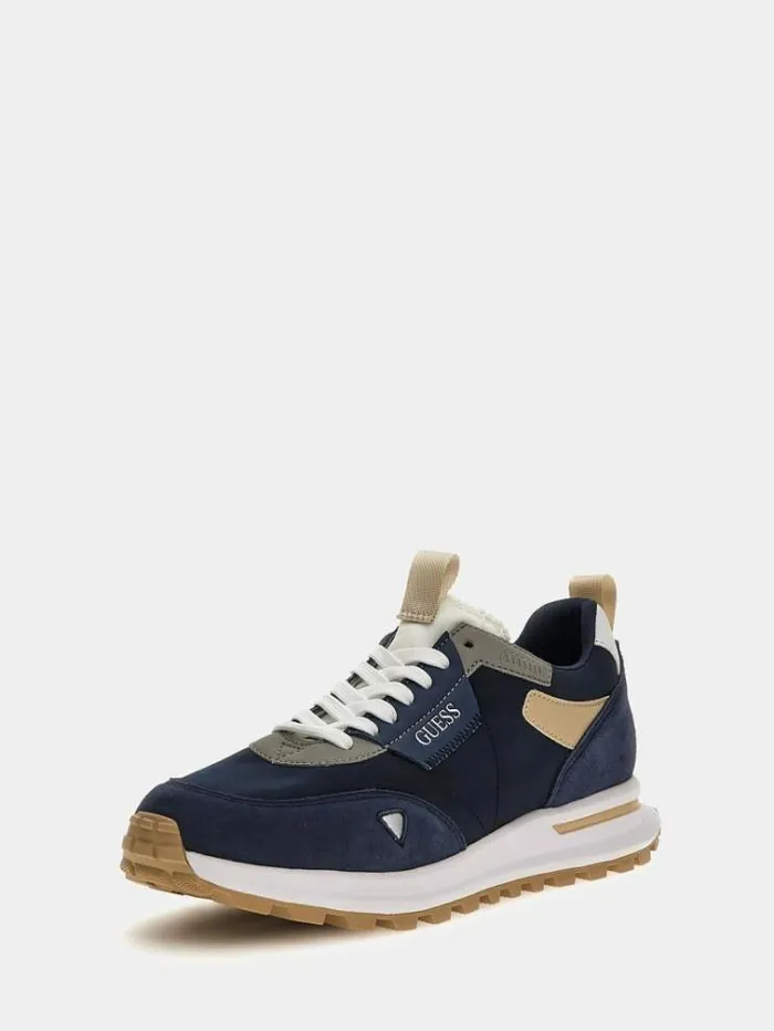 Men Grado Leatherinsert Running Shoes Blue Multi Guess Shoes