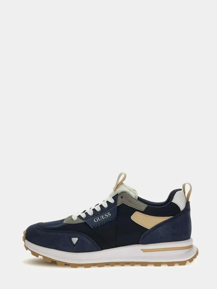 Men Grado Leatherinsert Running Shoes Blue Multi Guess Shoes