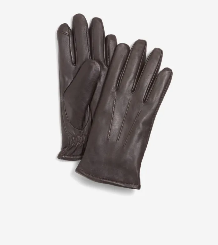 Men Hats Cole Haan Leather Tech Tip Glove Java