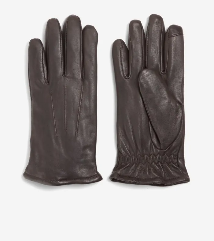 Men Hats Cole Haan Leather Tech Tip Glove Java
