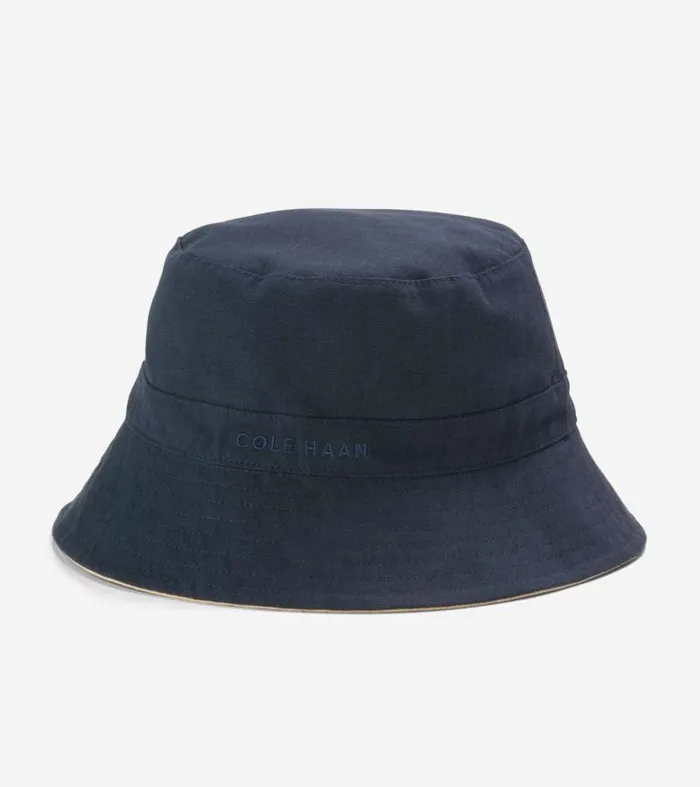 Men Hats Cole Haan Reversible Solid Bucket Hat Navy Multi
