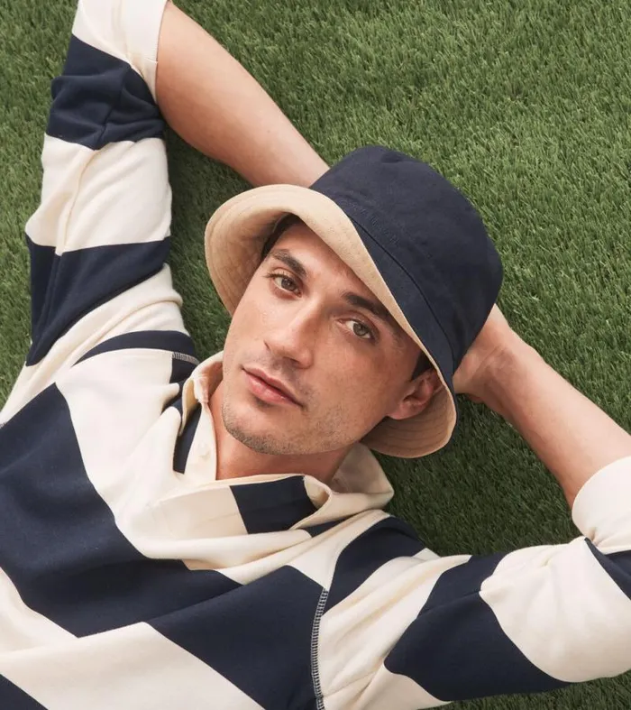 Men Hats Cole Haan Reversible Solid Bucket Hat Navy Multi